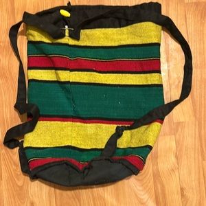 Tote bag round green red and yellow